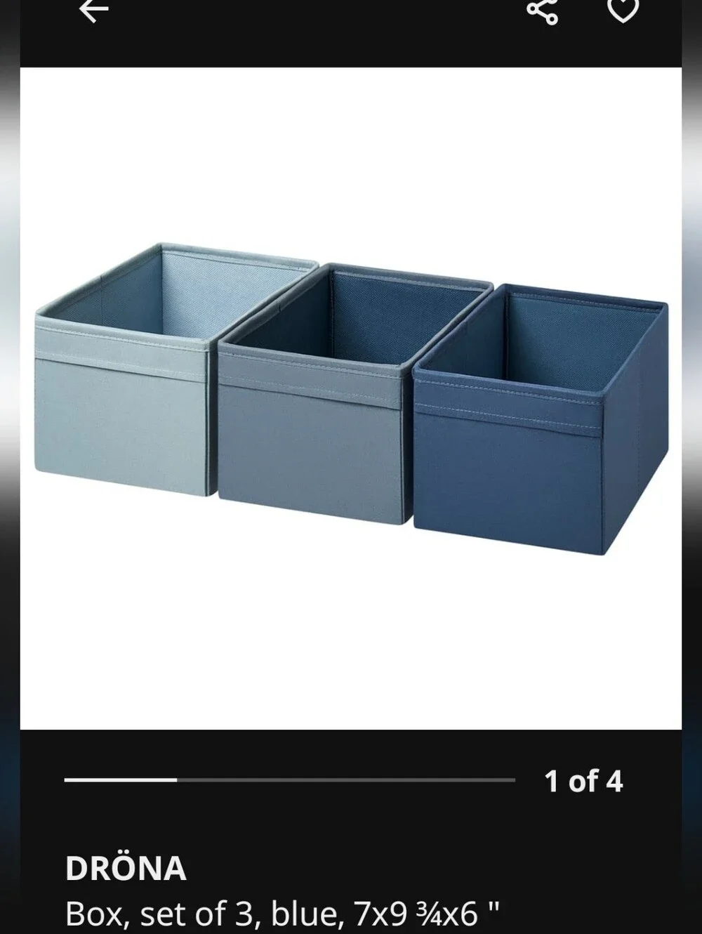 DRÖNA Box, set of 3, blue, 7x9 3/4x6 